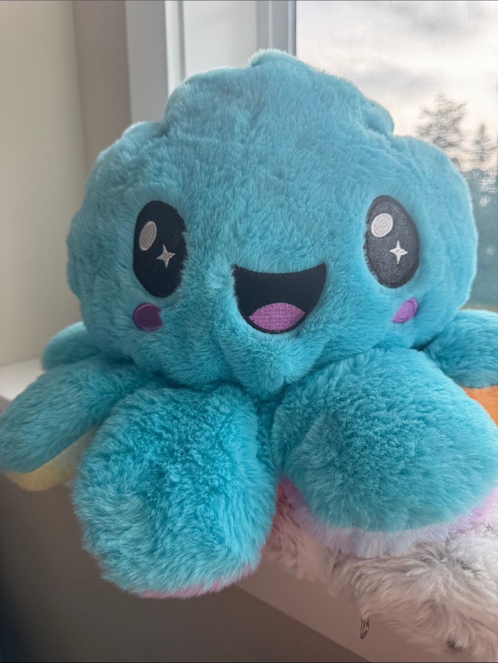 New Exchangeable Rainbow/Blue Plush Octopus Stuffed Animal